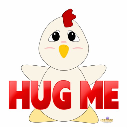 Huggable White Chicken Red Hug Me Cut Out