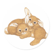 Huggy Bunnies Round Stickers