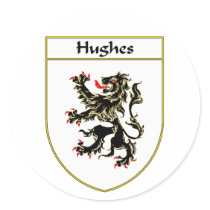 Hughes Coat of Arms Round Stickers