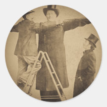 Hugo the Giant Vintage Circus Freak Wendt Photo Round Stickers