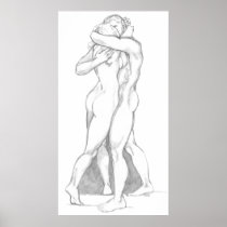 Hugs Poster  - Loving Embrace Figure Study Drawing