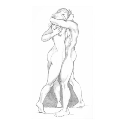 Hugs Poster  - Loving Embrace Figure Study Drawing by artist_kim_hunter