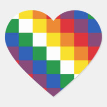 Huipala Andean Quechua Heart Flag, Bolivia, Andes Heart Stickers