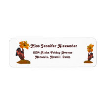Hula Dance Aloha with Hibiscus Custom Return Address Labels
