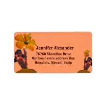 Hula Dancer with Hibiscus Personalized Address Label
