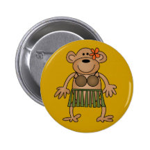 Hula Dancing Monkey Tshirts and Gifts Pinback Button