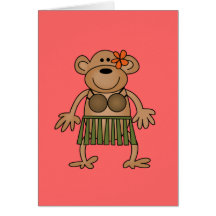 Hula Dancing Monkey Tshirts and Gifts Card