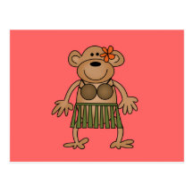 Hula Dancing Monkey Tshirts and Gifts Post Cards