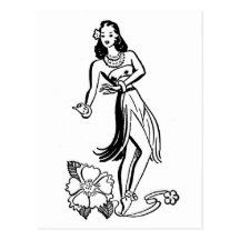 Hula Girl Aloha Postcard