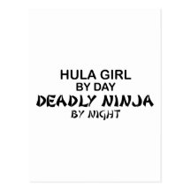 Hula Girl Deadly Ninja by Night Post Card