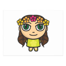 Hula Girl in Yellow with Green Eyes Post Card
