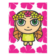 Hula Girl with Pink Background Card Post Cards