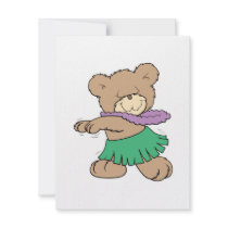 hula hawaiian vacation cute teddy bear design custom invite