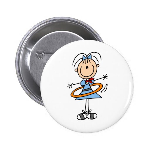 Hula Hoop Girl Button