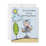 Hula Hoop Stick Figure Girl Birthday Invites