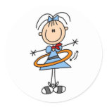 Hula Hoop Stick Figure T-shirts and Gifts Round Sticker