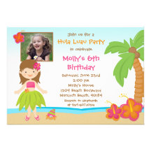 Hula Luau Birthday Party Invitation