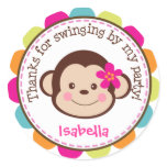 Hula Monkey Luau Birthday Party Favour Stickers