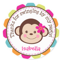 Hula Monkey Luau Birthday Party Favour Stickers