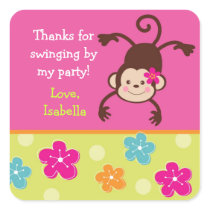 Hula Monkey Luau Bithday Party Favour Stickers