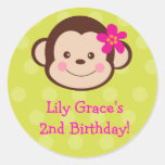 Hula Monkey Luau favour sickers seals labels kids Round Sticker