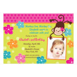 Hula Monkey Luau Photo Birthday Party Invitations