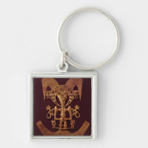 Human Figure Pendant with Headdress Keychains