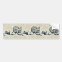 Human-powered two-wheeled carts Ukiyo-e. Bumper Sticker