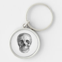 Human skull anatomy sketch drawing key chain