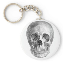 Human skull anatomy sketch drawing key chain