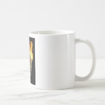 human skull with fire for hair and eyeballs' fire coffee mug