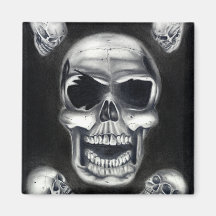 Human Skulls Black Magnet