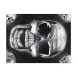 Human Skulls Black Postcard