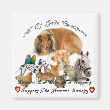 Humane Society All God's Creatures Animal Support Refrigerator Magnet
