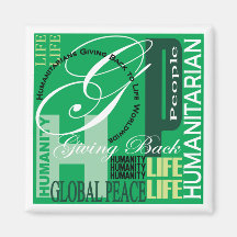 Humanitarian Green Graffiti Refrigerator Magnet