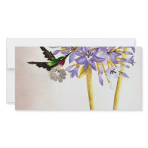 Hummingbird and Flowers Personalized Photo Card