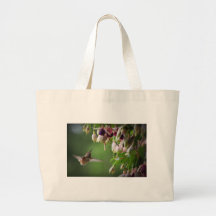 Hummingbird and Fushia Plant Canvas Bags