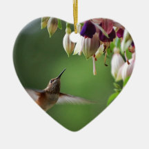Hummingbird and Fushia Plant Christmas Tree Ornament