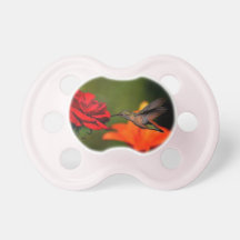 hummingbird and red rose pacifier