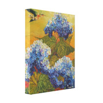 Hummingbird & Blue Hydrangea Canvas Print