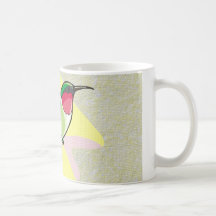 Hummingbird in Flight on Textured Background Coffee Mugs