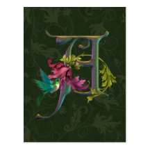 Hummingbird Monogram A Post Card