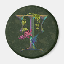 Hummingbird Monogram T Fridge Magnets