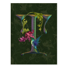 Hummingbird Monogram T Post Card