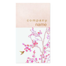 Hummingbird Pretty Pink Buds Branch Business Card business cards