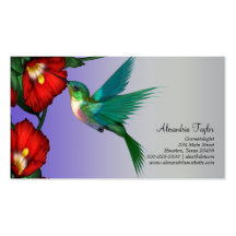 Hummingbird Red Hibiscus Teal Blue Purple Business Cards