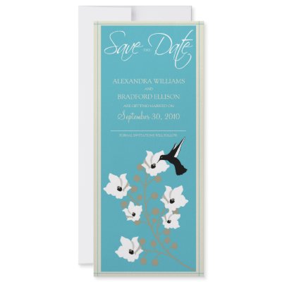 Hummingbird Save the Date Announcement (aqua) by TheWeddingShoppe