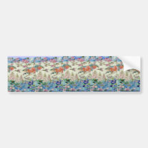 Hummingbirds and flowers stained glass WOW Bumper Sticker