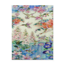 Hummingbirds and flowers stained glass WOW Post Cards