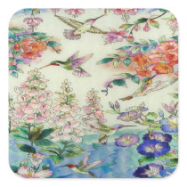Hummingbirds and flowers stained glass WOW Stickers